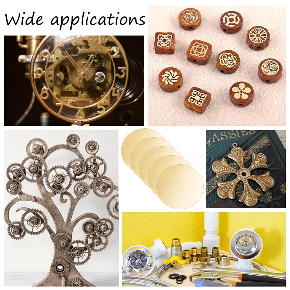 OLYCRAFT Pack Of 5 Round Brass Sheet 6 Cm Diameter Rose Gold Brass - View #11