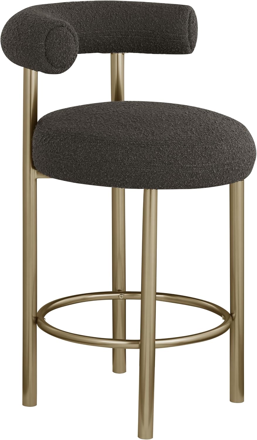 Meridian Furniture Bordeaux Brown Boucle Fabric Stool