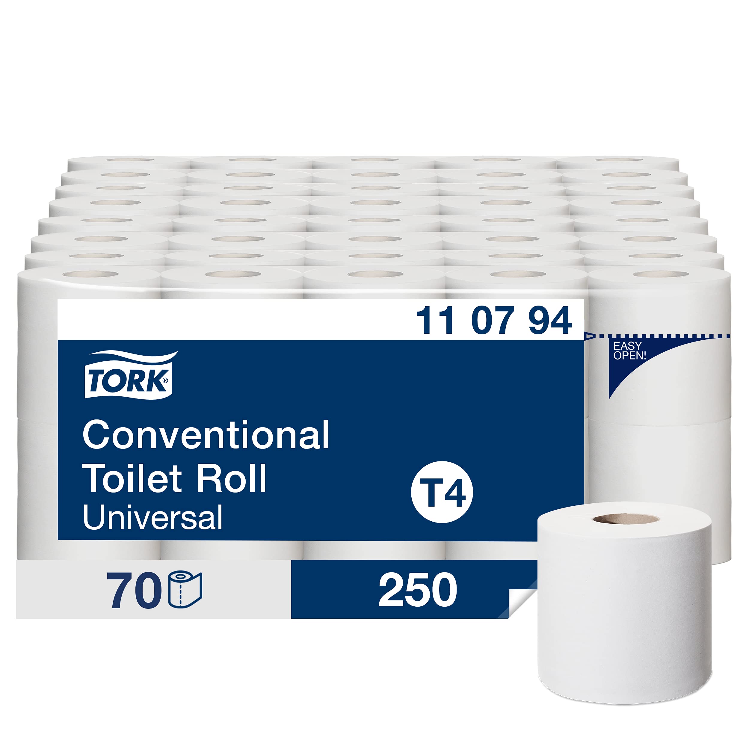 Tork weiches Kleinrollen Toilettenpapier Weiß T4, Universal, 2-lagig, 70 × 250 Blätter, 110794