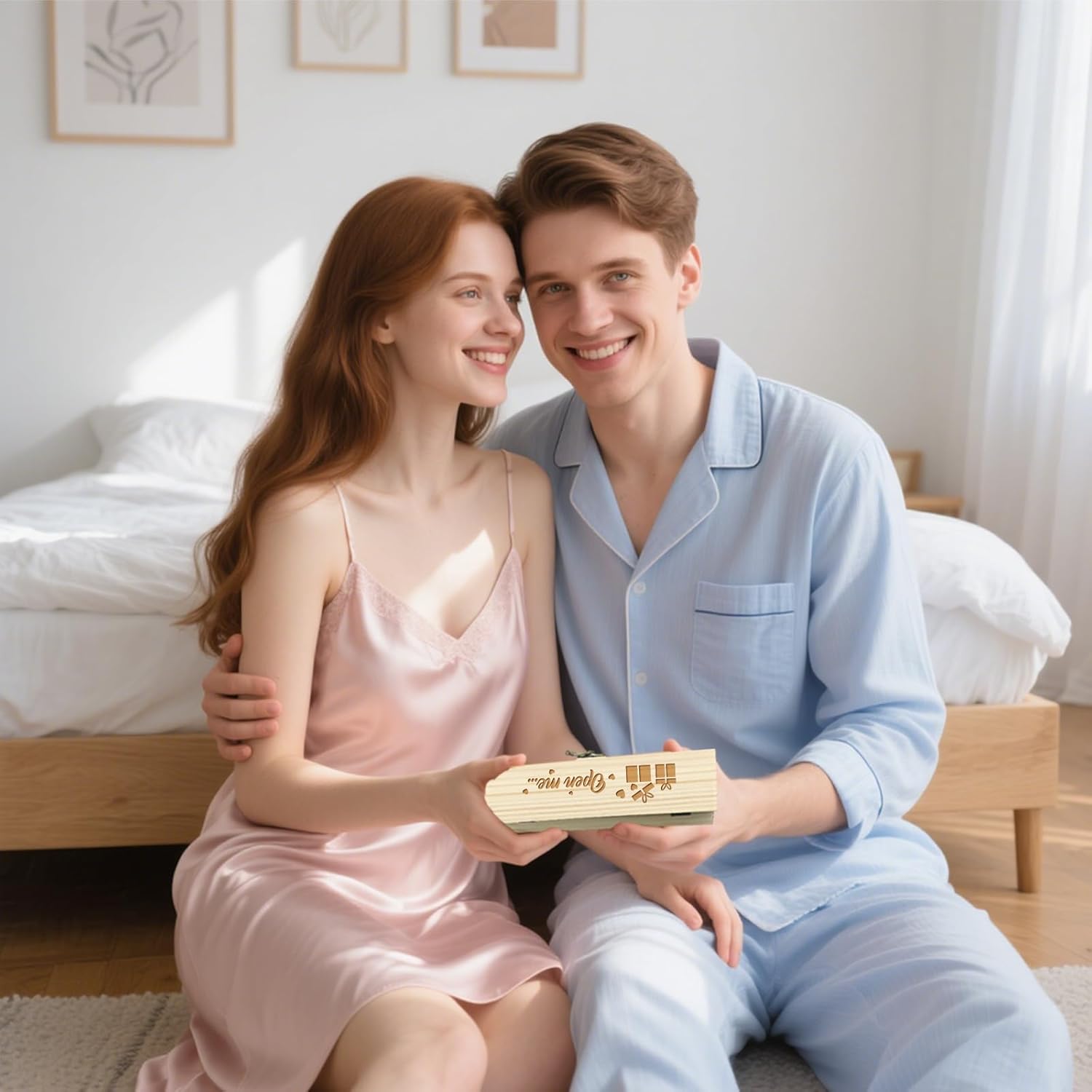 CHGCRAFT Pregnancy Test Keepsake Box Gift Love Heart Wooden Pregnancy Announcement Gifts Box with Raffia Ribbon and Lock Announcement Gifts for Dad Husband, 8x2x1.2 inch - Image 7