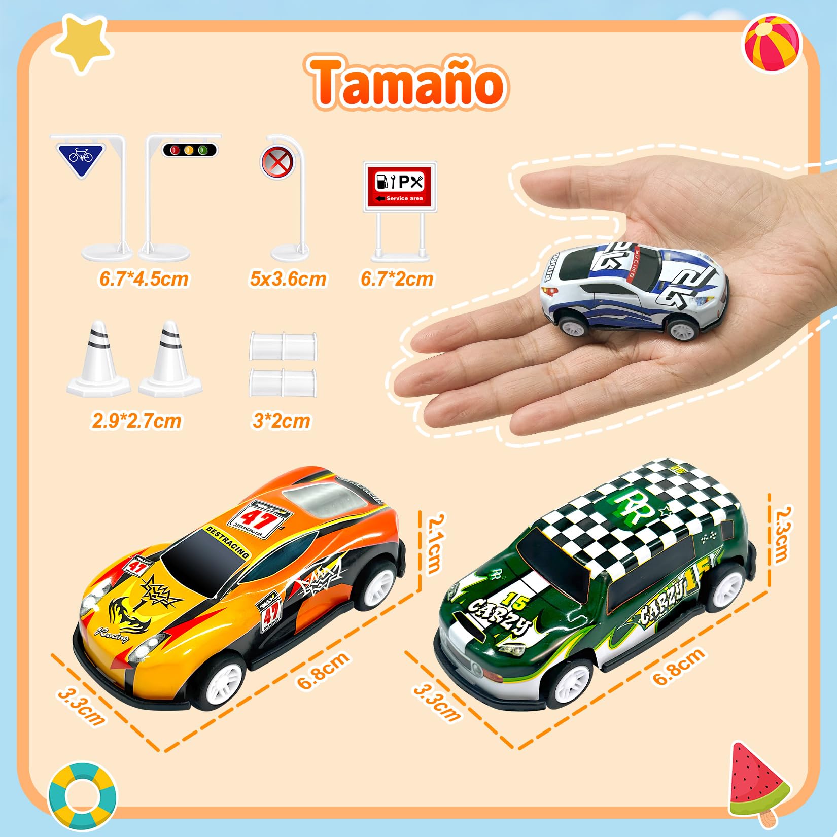 Coches para Niños, Juguete Coche de Carreras, 22 Pack Micromachines de Retroceso de Metal con 8 Obstáculos, Mini Racers Cars Juguetes 3 4 5 6 7 8 Años, Navidad Cumpleaños Fiesta Regalos