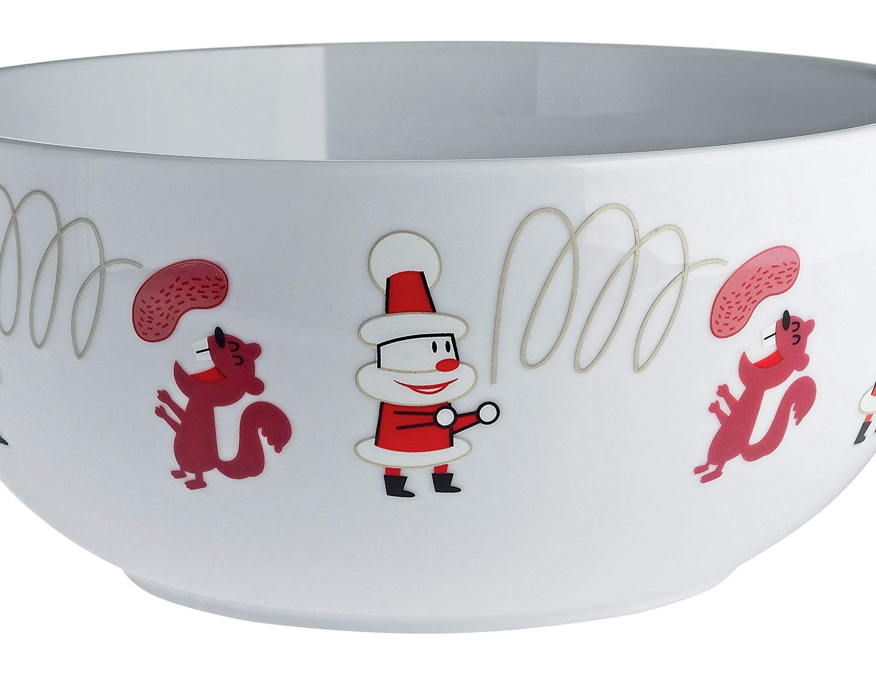 Alessi AMGI56 W Get Nuts. Biscottiera in Porcellana con Decorazioni, 24 cm Diametro, Bianco