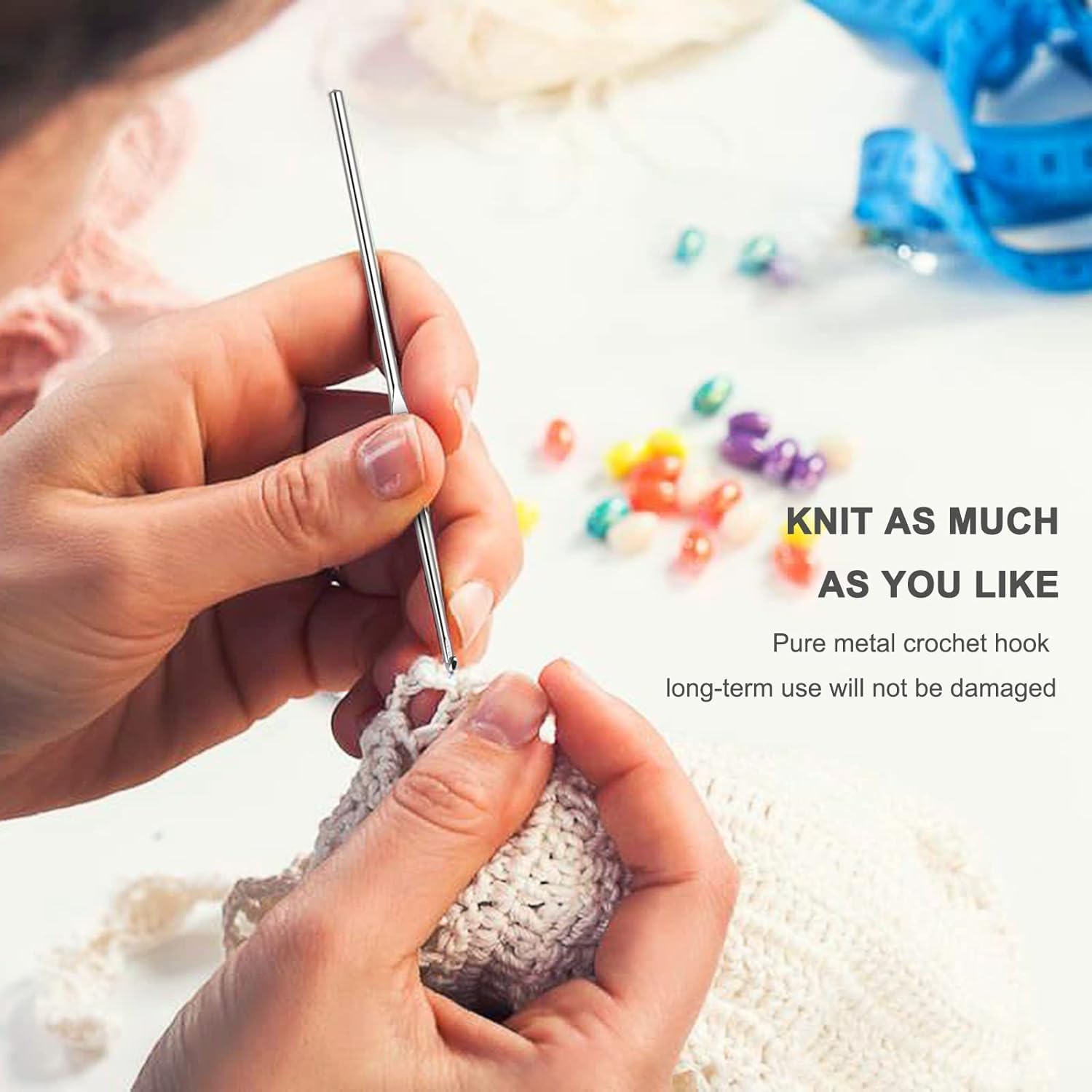Coopay Lot De 15 Crochets Fins En Métal – 0,6 à 3,0 Mm – Dentelle, Fil Fin – Longueur 12,5 Cm