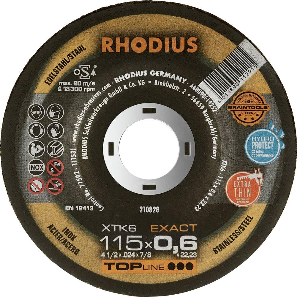 RHODIUS XTK6 EXACT BOX - Disco da taglio extra sottile, 115 x 0,6 x 22,23 mm