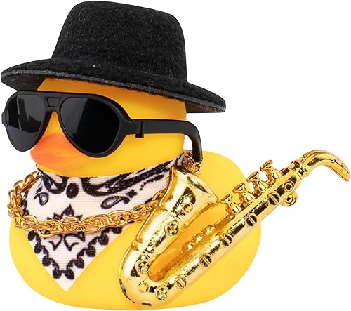 wonuu Decoración de pato de goma para automóvil, accesorios de decoración de tablero de automóvil, accesorios de decoración con mini sombrero,