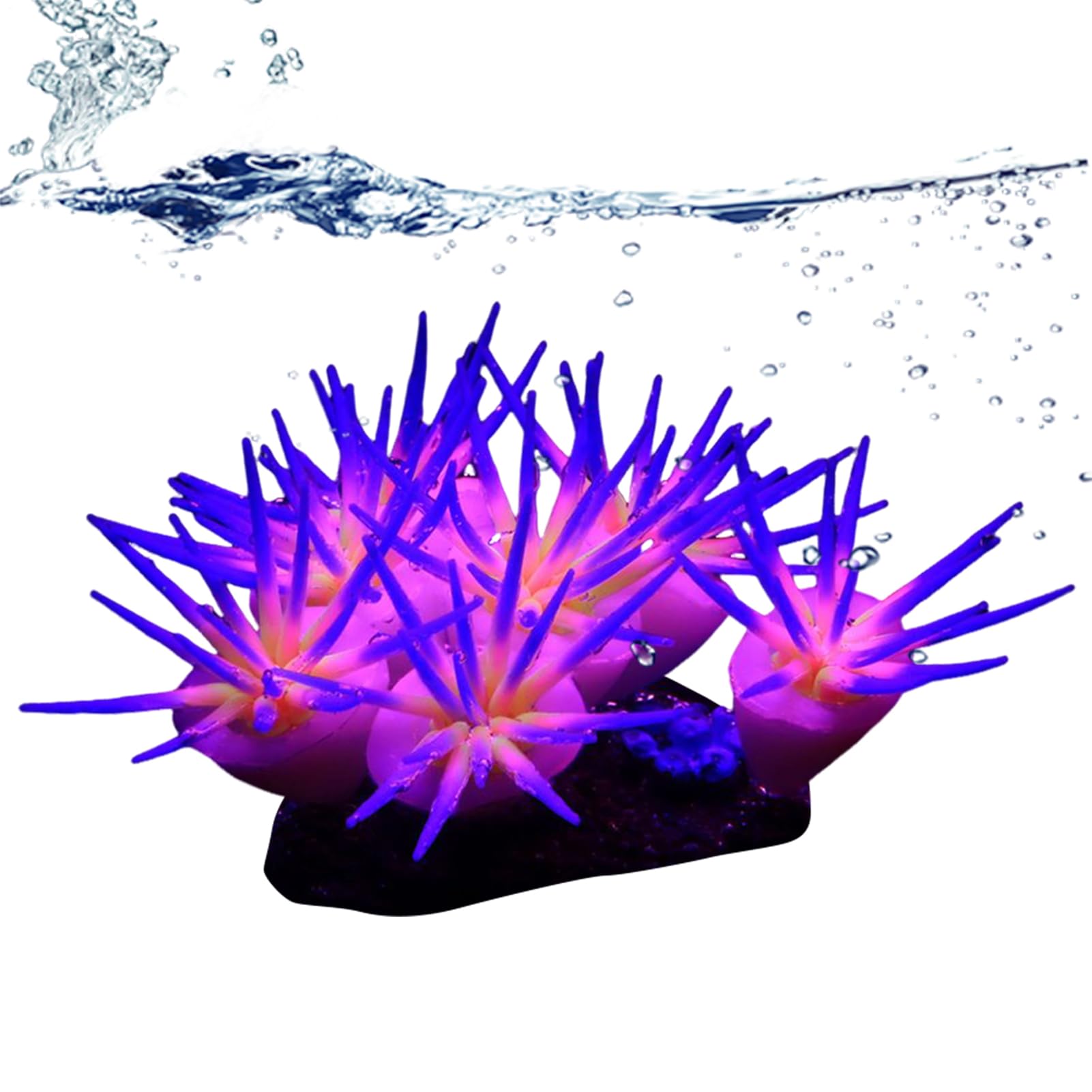 Générique Fish Tank Glowing Coral Ornaments, Silicone Soft Coral Decorations, 3.94x2.36in Artificial Luminous Aquarium Plants, Tank Decor, Suitable for Freshwater