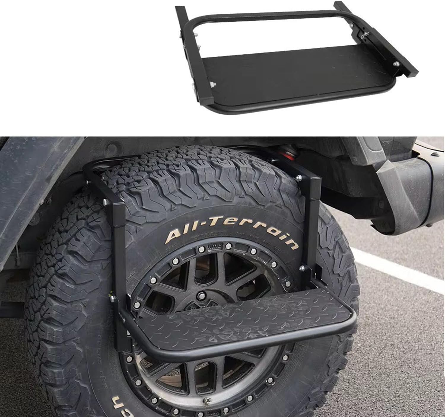Car Tire Step for Jeep Cherokee 2014–2023 Adjustable Foldable Tire Ladder Step Anti-Slip Wheel Step Roof Access Portable Tire Mounted Step Pedal