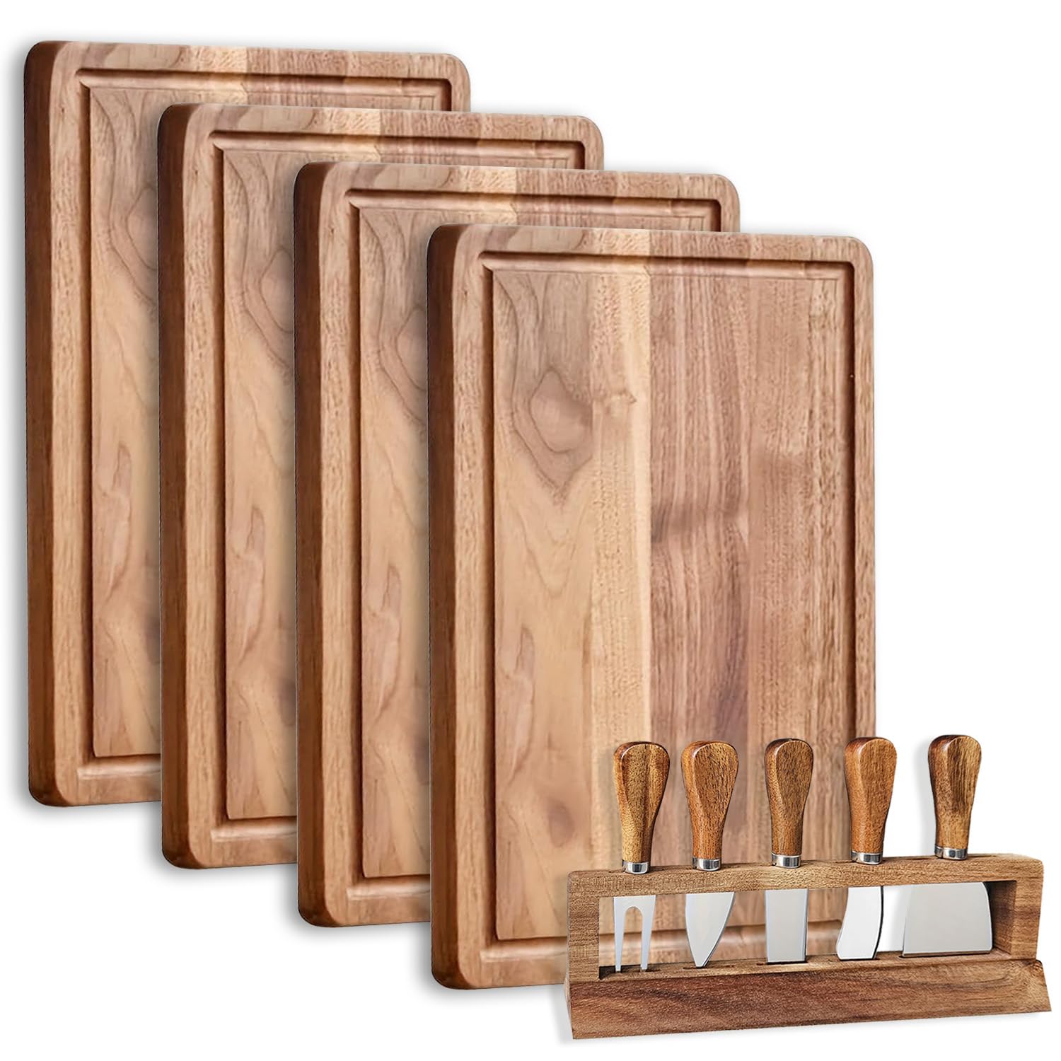Plateau de service en bois d'acacia pour des apéritifs conviviaux