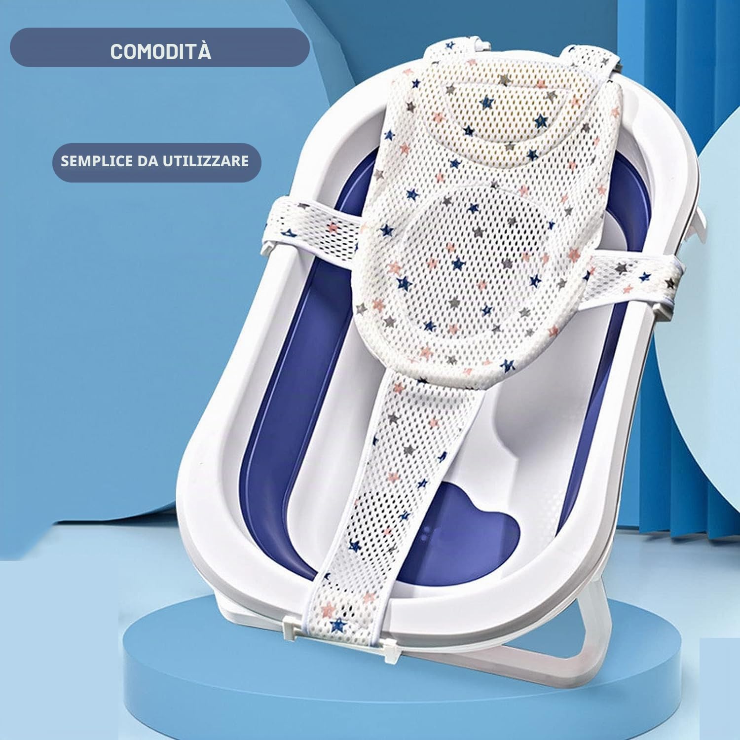Voarge Inserto per vasca da bagno per neonato, rete doccia regolabile per vasca da bagno (bianco-B)