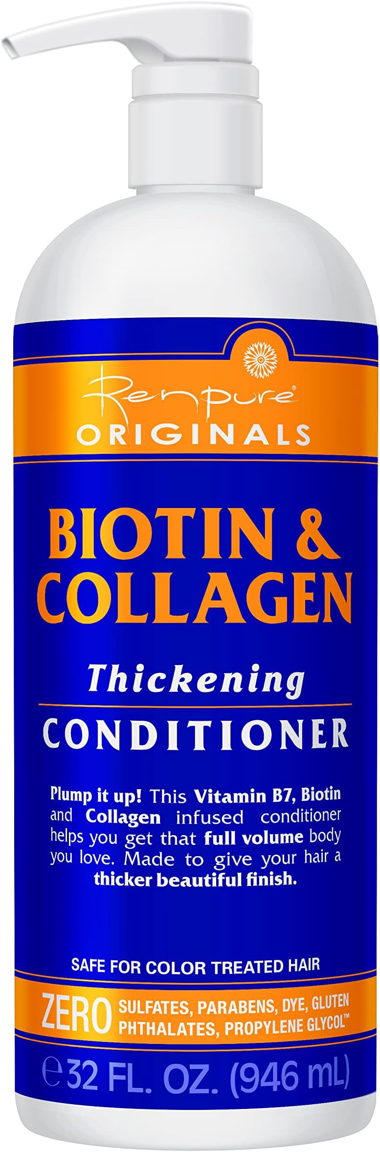 Renpure Originals Biotin & Collagen Thickening Conditioner, 32 Fl Oz (Pack of 1)