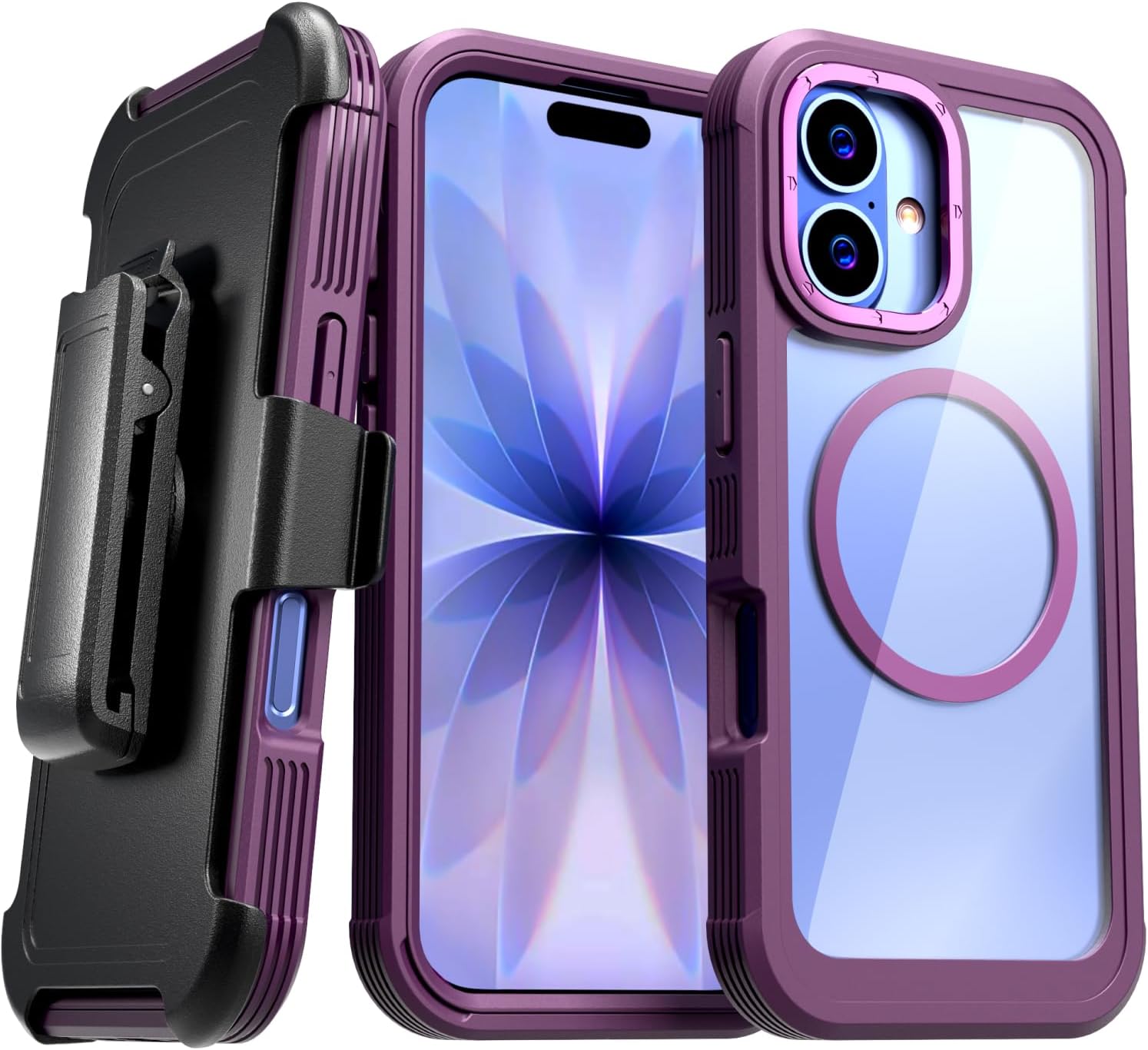 Designed for iPhone 17 Case with Belt Clip Holster, Kickstand Slim Cover Compatible with Magsafe Chargers - Phone Case for iPhone 17 - Wine