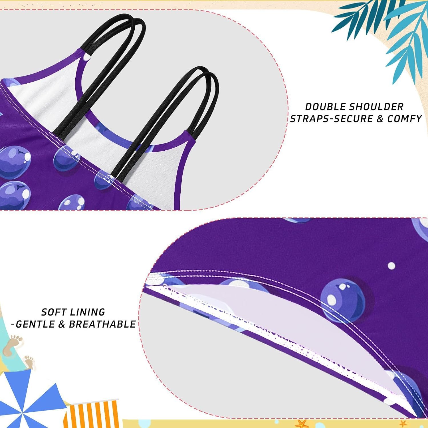visesunny Girls Two Piece Swimsuits Purple Blueberry Girl's Bikini Sets Bathing Suits for Girls Size 5-12Y
