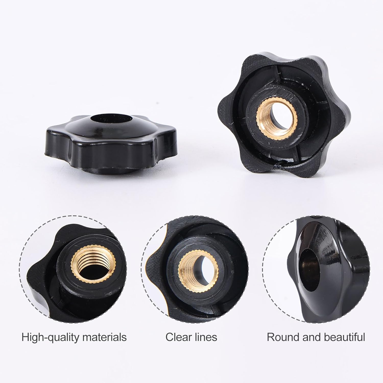 Star Grip Nut Star Nuts Pack of 10 M8 × 32 mm Internal Thread Clamping Knob Grip Nuts Knurled Nut Clamping Nut Through Hole Star Head for Machine Tools (M8)