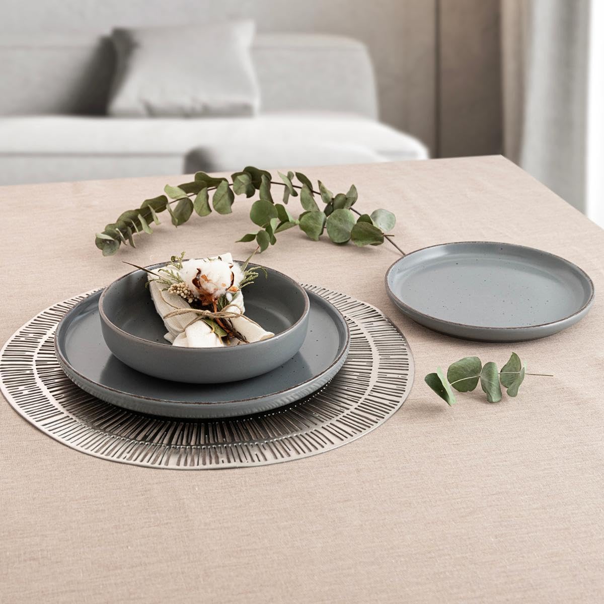 Quid Lot de 6 assiettes creuses en céramique 18,5 x 5,3 cm, convient au micro-ondes, grande taille, pour des portions extra sales