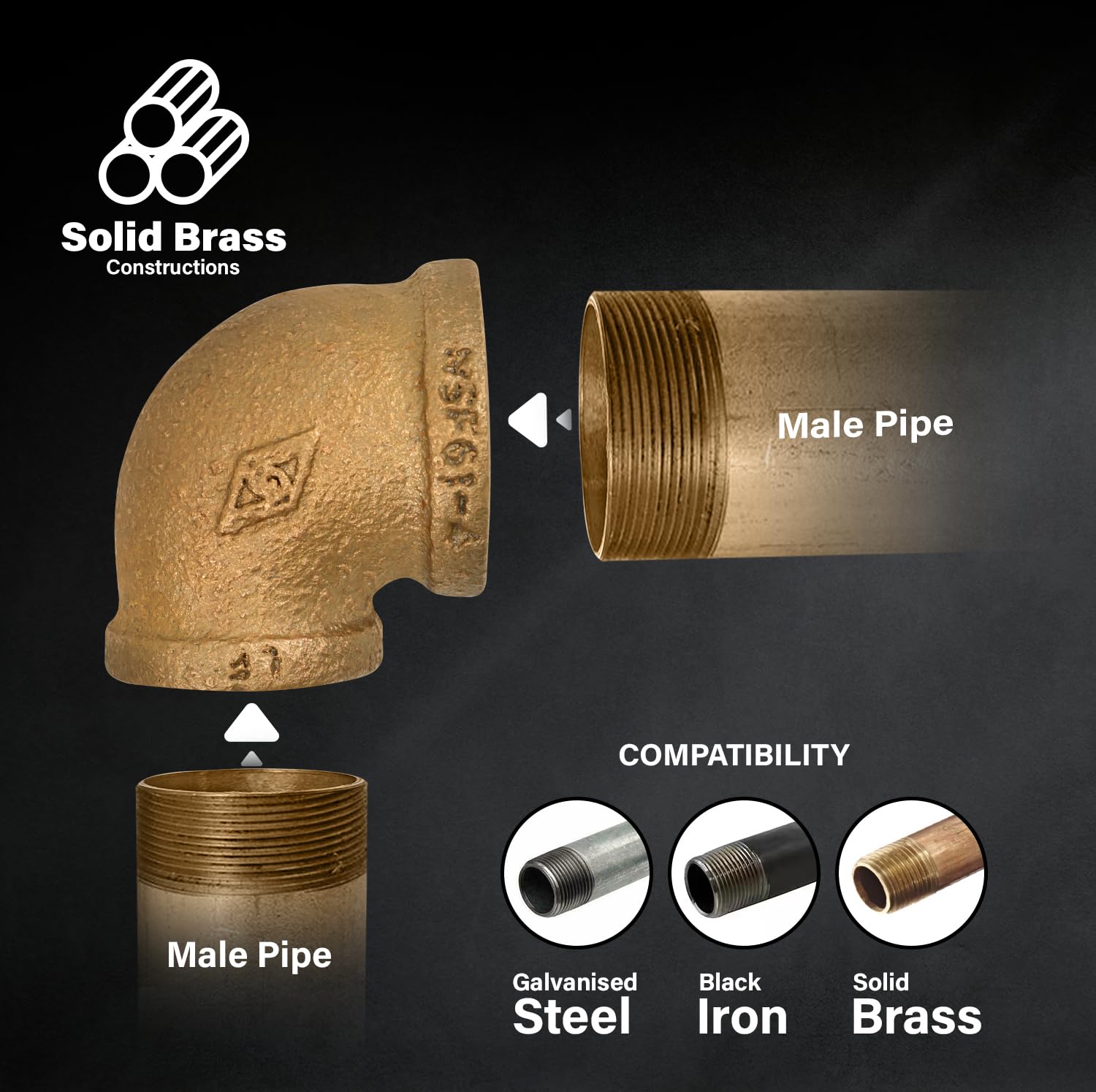 Everflow BRRL1124-NL codo reductor de latón de 90 grados sin plomo con extremos roscados hembra, construcción de latón, resistencia a la corrosión más alta económica y fácil de instalar