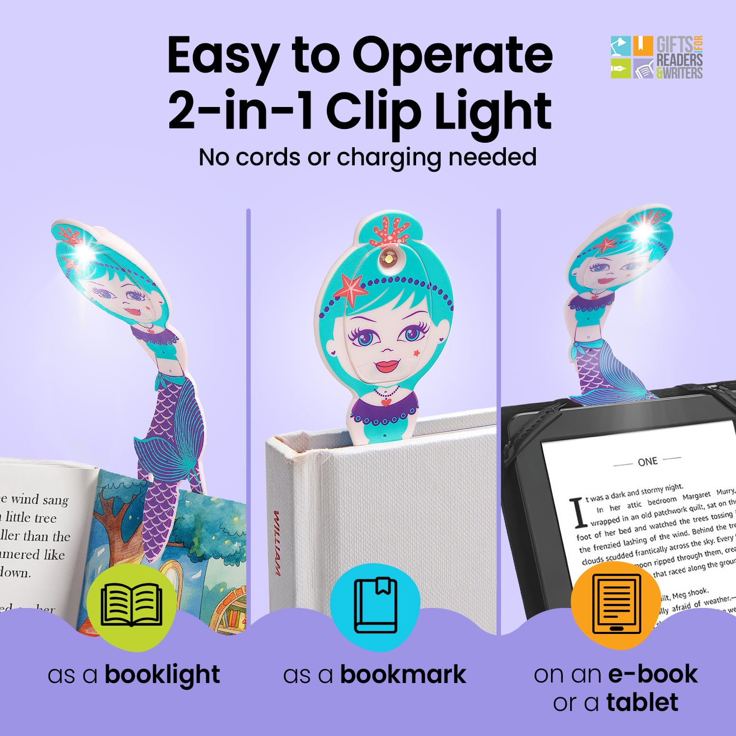 Flexilight Luce da Lettura | Segnalibro 2 in 1 Luce per Libro | Lampada LED a clip da Lettura | Pila per Leggere a Letto per Bambini e Adulti | Accessori per Libri | Idea Regalo Lettori