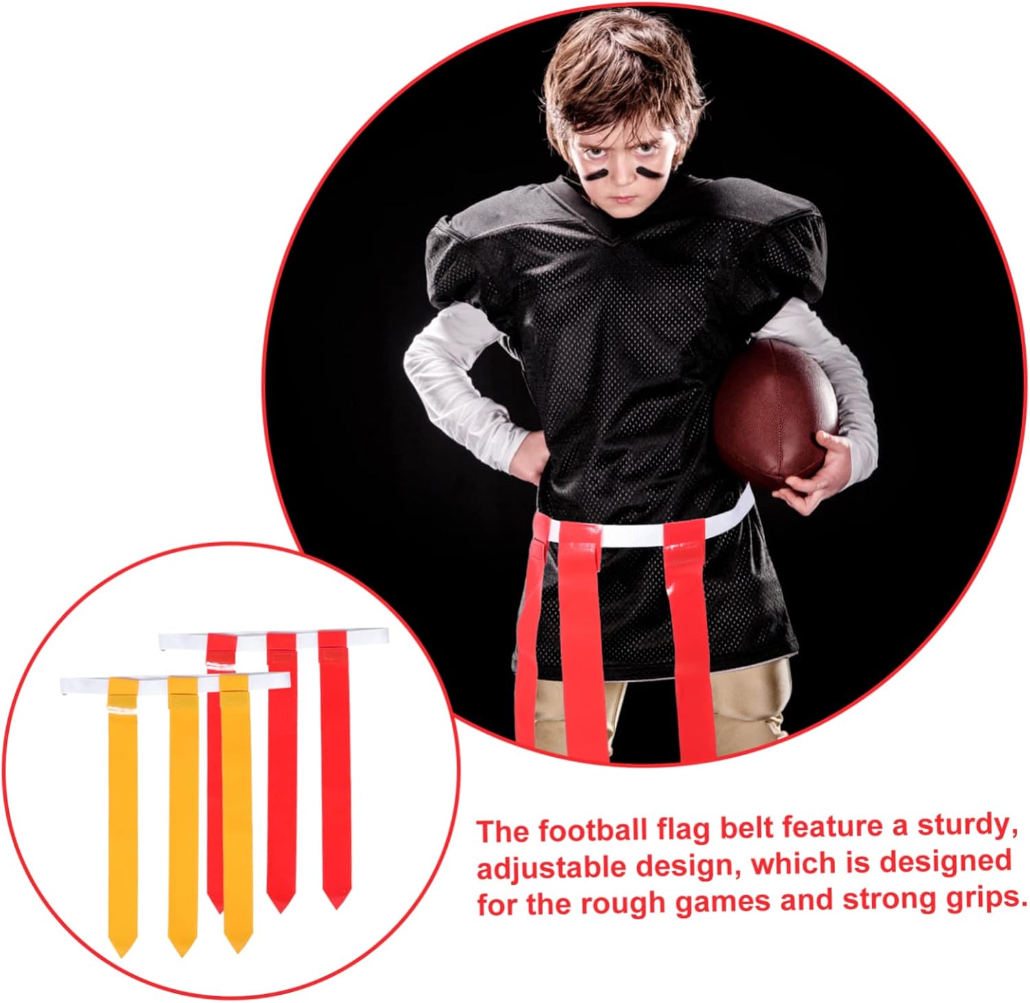 BESTonZON 1Set Adjustable Rugby Belt with Flags Youth Football Accessories for Adults Easy to Use Portable Flag Football Kit for Outdoor Games