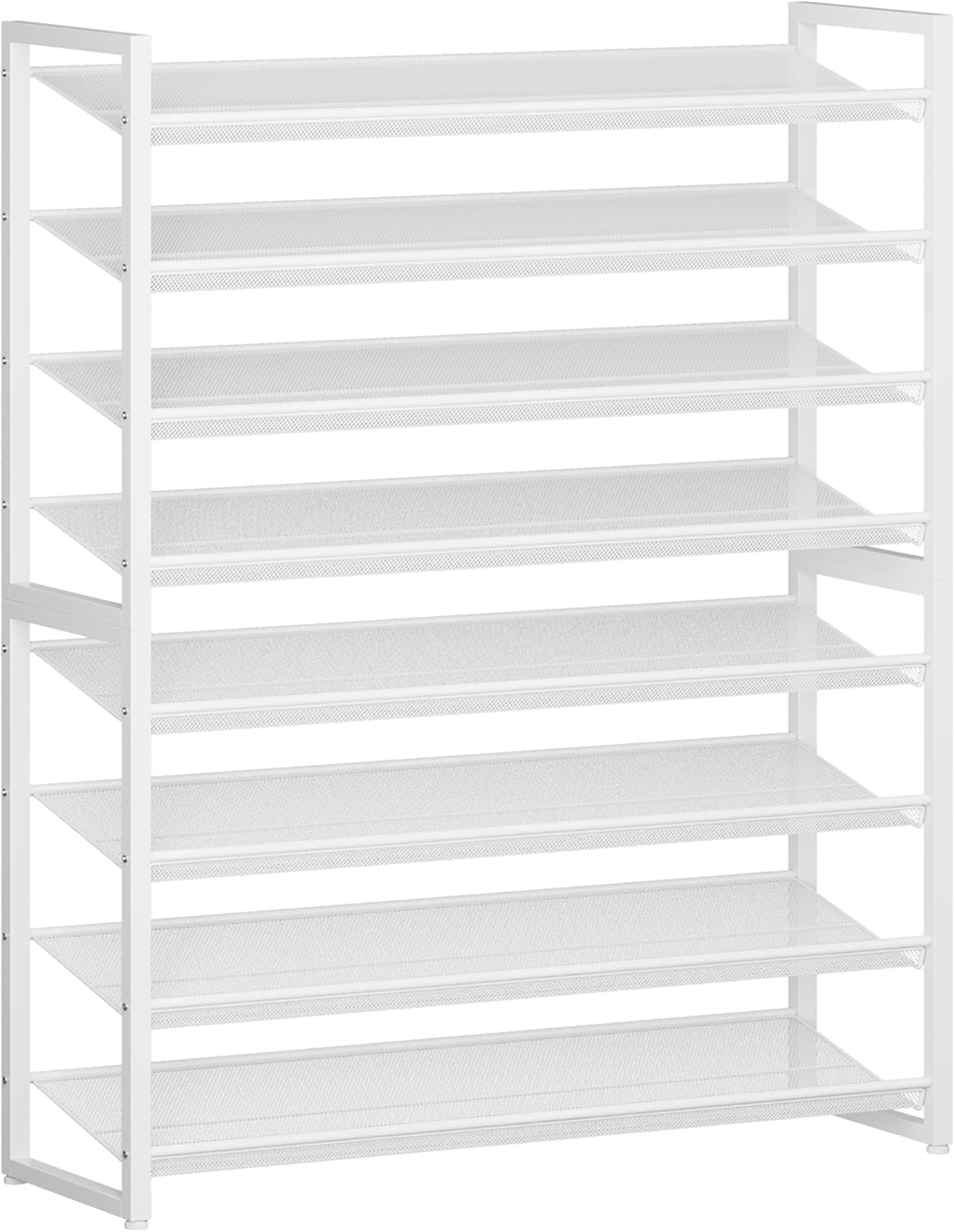 Shoe Rack,8 Tier Metal Shoe Organizer,Max Holds 40 Pairs,Heavy Duty Shoes Shelf for Garage, Entryway, Closet,White