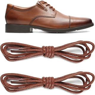 Waxed Shoe Laces for Clarks Desert Boot, Atticus Derby | 1/8"(3mm) Round Shoe Strings, Dress Business Shoelaces Replacement for Oxford Derby Brogue