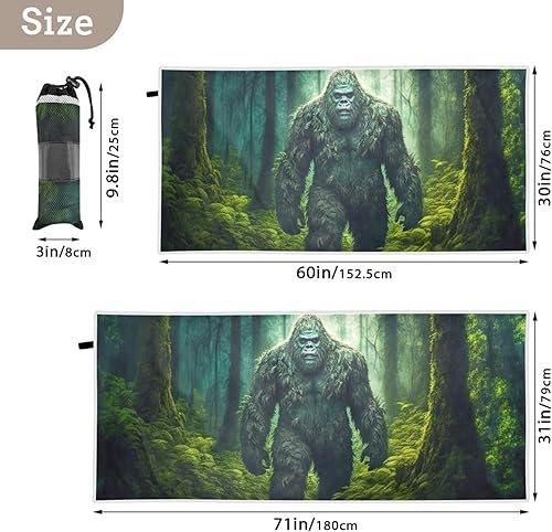 Miniatura 4 de FOLIOSA Sasquatch in Forest - Toallas de playa de gran tamaño, secado rápido, sin arena, manta de playa adecuada para playa, baño, piscina,
