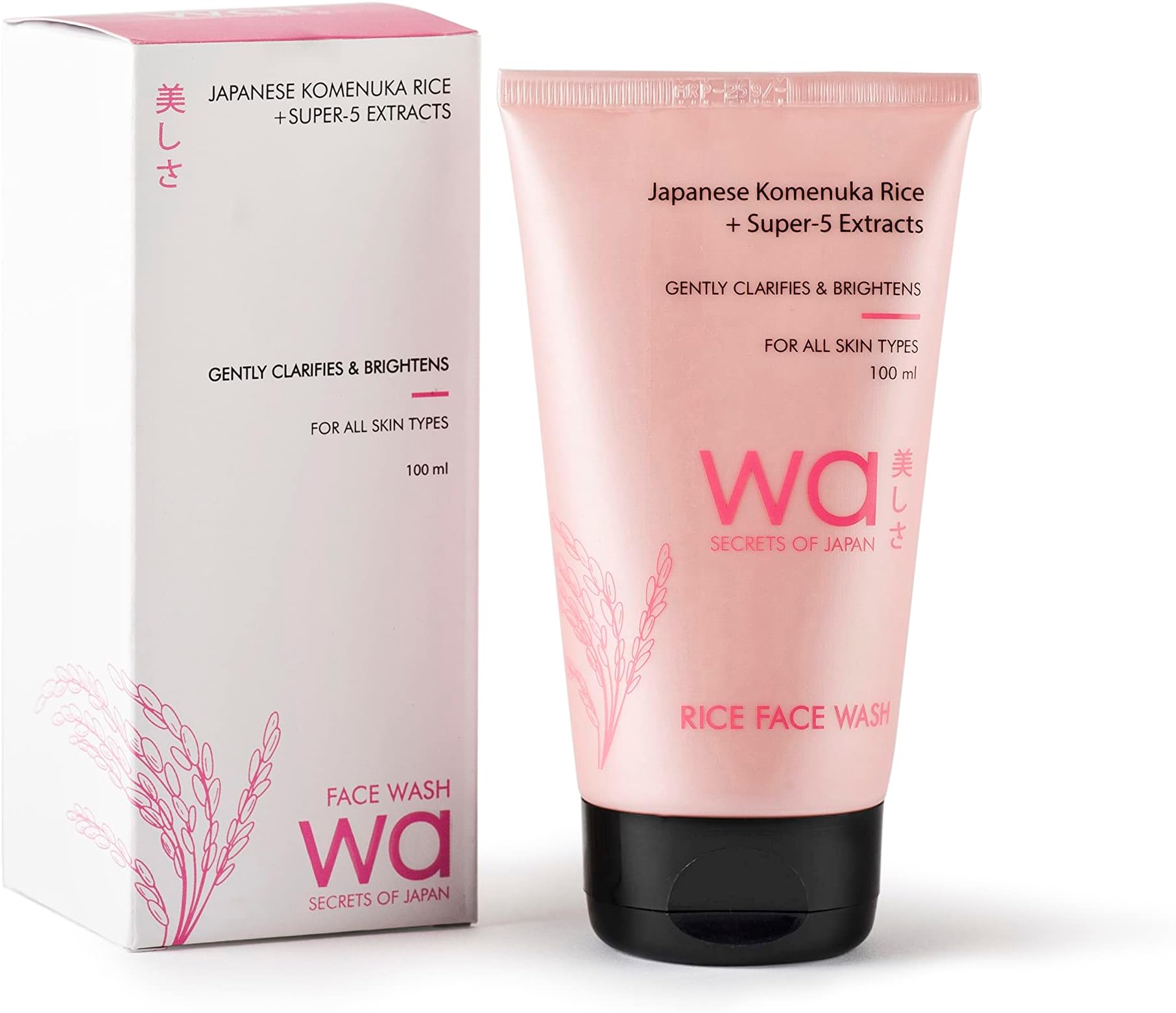 Wa - Japan | Komenuka Rice Face Wash | Clarifies & Brightens | Rice Extract Sourced from Japan | Parabens, Silicones, Sulphates Free | All-Skin types | 100ml