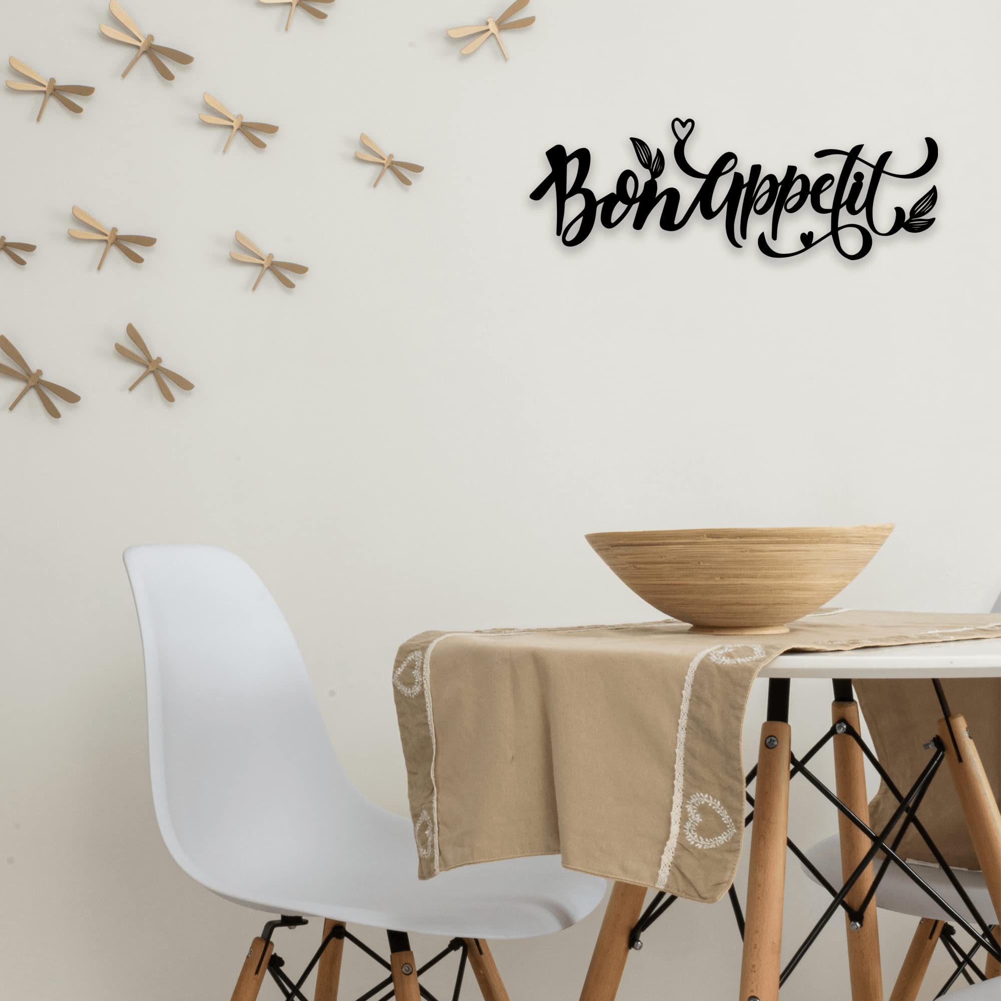 ANVEVO Bon Appetit Metallschild Aus Holz | 30,5x8,9 Cm Küchendekoration | Rustikales Bauernhaus-Wandschild