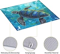 Vista 8 de Tapete de secado de platos de tortuga marina de dibujos animados para encimeras de 18 x 16 pulgadas, almohadilla escurridor de platos con lazo