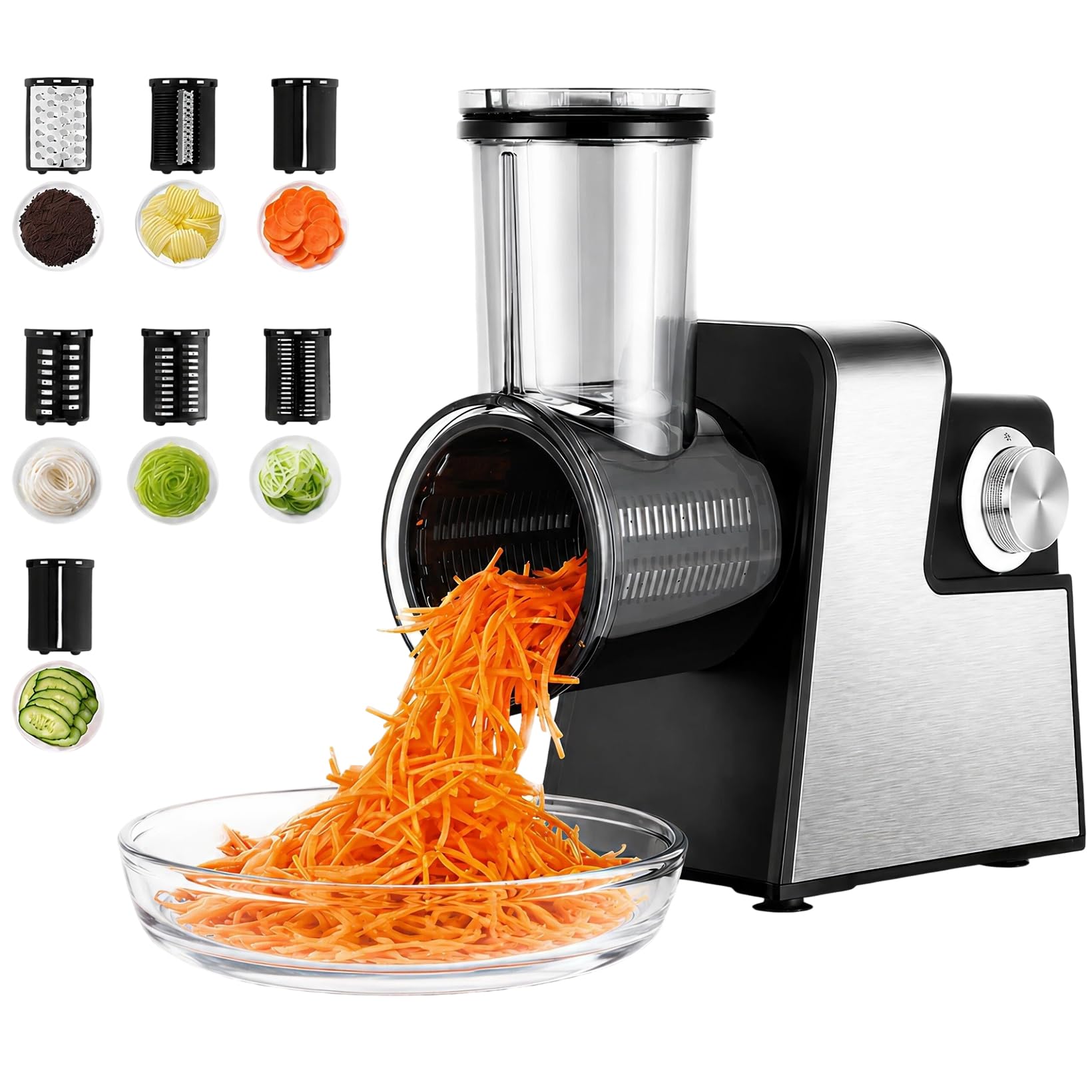 Rapeuse Legume Electrique 300W avec 7 Lames pour Fromage Légumes Fruits