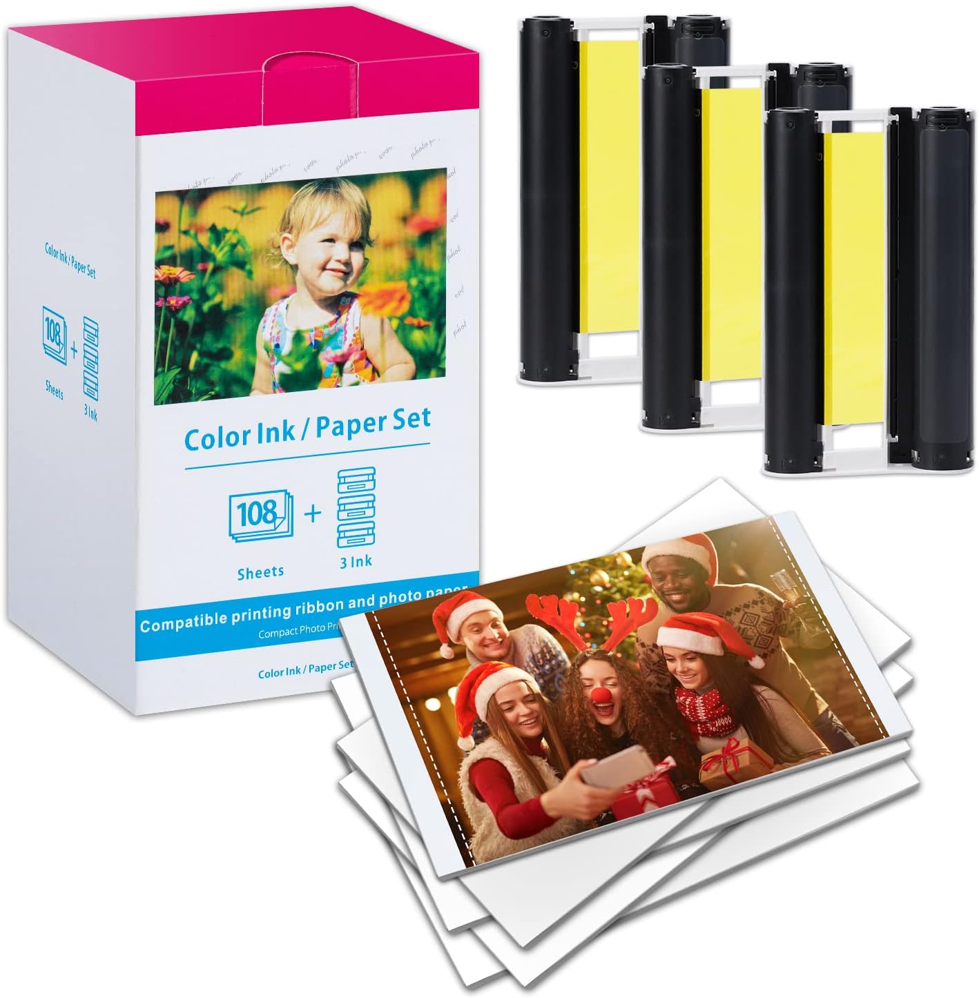 Compatible Canon Selphy CP1300 Ink and Paper KP108IN KP108 3 Color Ink