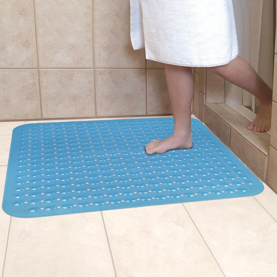 Tappetino Doccia Antiscivolo 48x48 Cm - Con Ventose, Massaggiante, Blu - Foto 9