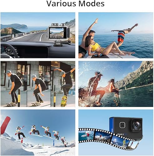 Miniatura 8 de AKASO Brave 6 Plus Native 4K30FPS 20MP Cámara de acción WiFi con pantalla táctil EIS 4X Zoom Control de voz Control remoto Cámara submarina de 131