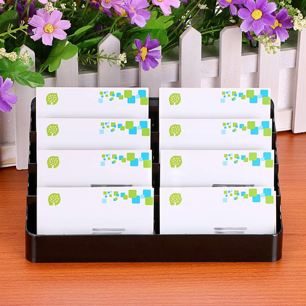 Hipiwe Business Card Holder for Desk- 8 Pocket Acrylic Business Card Display Stand Office Desktop Name Card Organizer,Fits 480Pcs Business Cards (Black,2 Pack) : Office Products