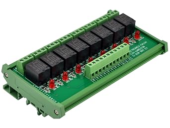 Electronics-Salon DIN Rail Mount 8 SPDT Power Relay Interface Module. (Operating Voltage: DC 5V)