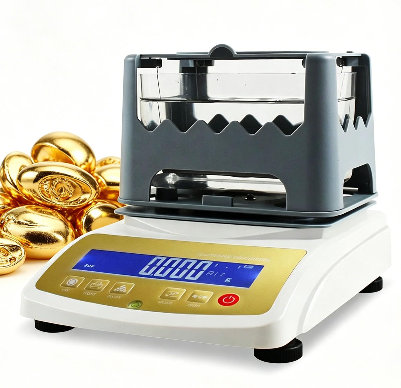 FXNFXLA Digital Electronic Gold Purity Tester, Gold Purity Analyser Meter, High-Precision Electronic Solids Density Meter, Gold Silver Density Meter, for Gold, Platinum, Palladium 600g/0.01g