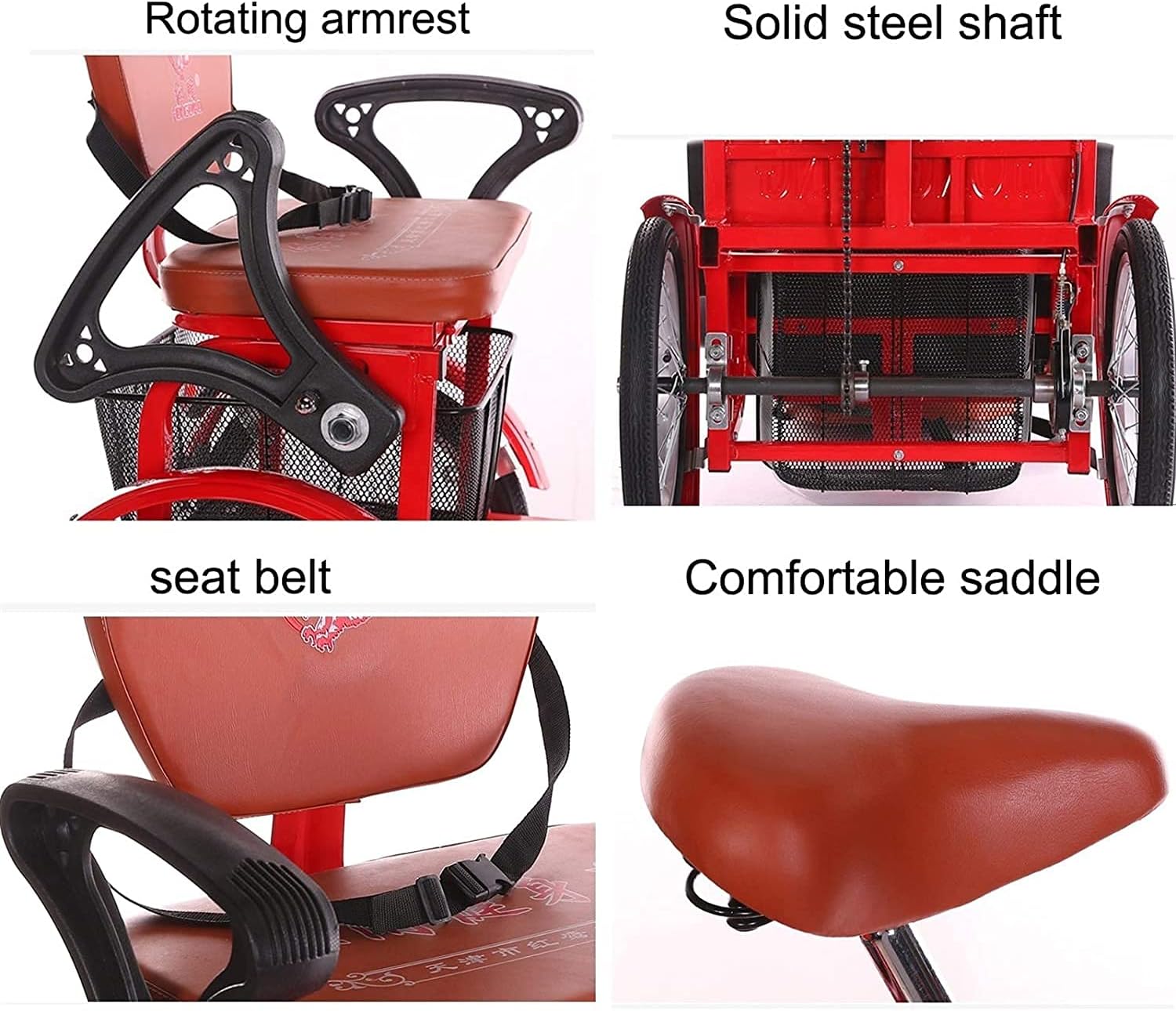 Comfort Three-Wheeled Bicycles for Seniors Safe Adult Tricycle Foldable 3 Wheel Bike Three Wheel 20 Inch Single Speed with Back Seat and Basket Adjustable Seat and Handlebar