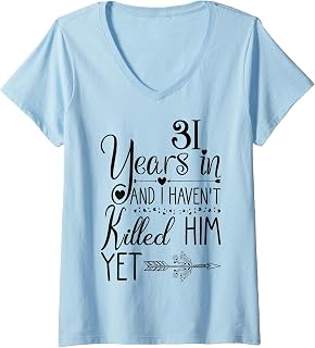 Womens 31st Wedding Anniversary Gift for Her 31 Years of Marriage V-Neck T-Shirt