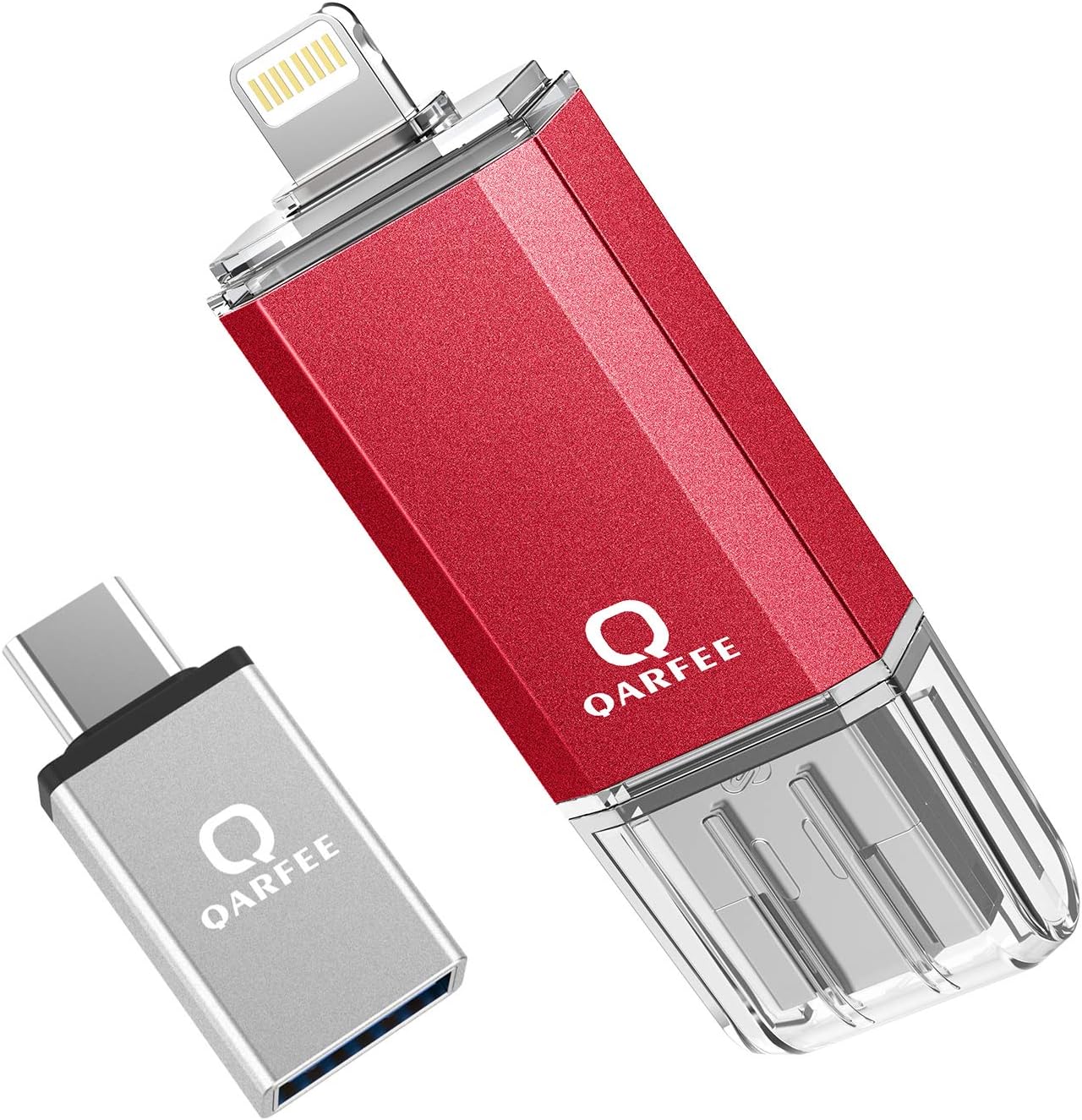 プレミアム 新品 送料無料 Qarfee フラッシュドライブ Usb メモリー 32gb Iphone Pc Android 3in1 専用アプリ Otg Type C変換アダプター付属 全日本送料無料 Www Iacymperu Org