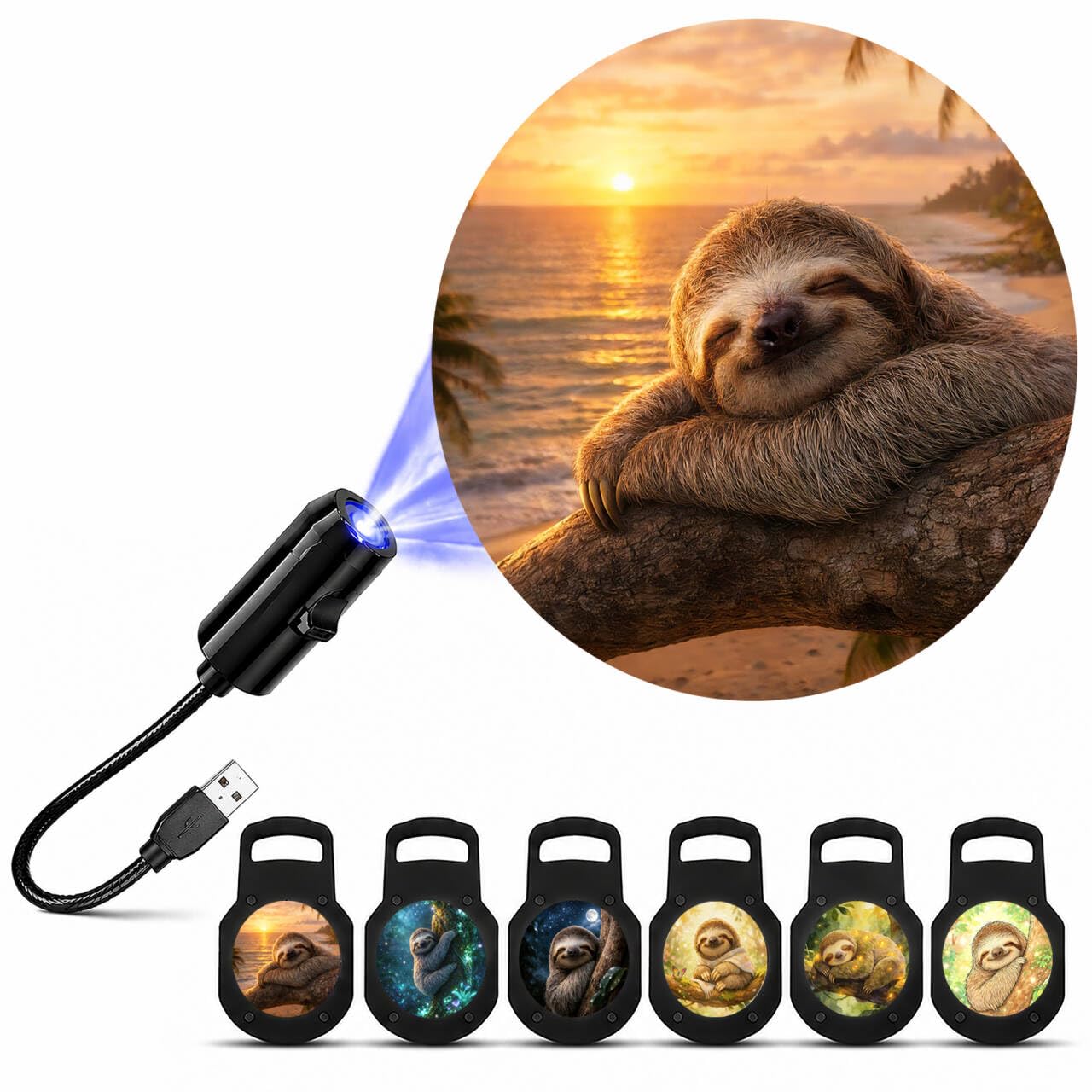 TnLnYn Sloth Projector Night Light 2-in-1 USB Mini LED Projection โ image 1