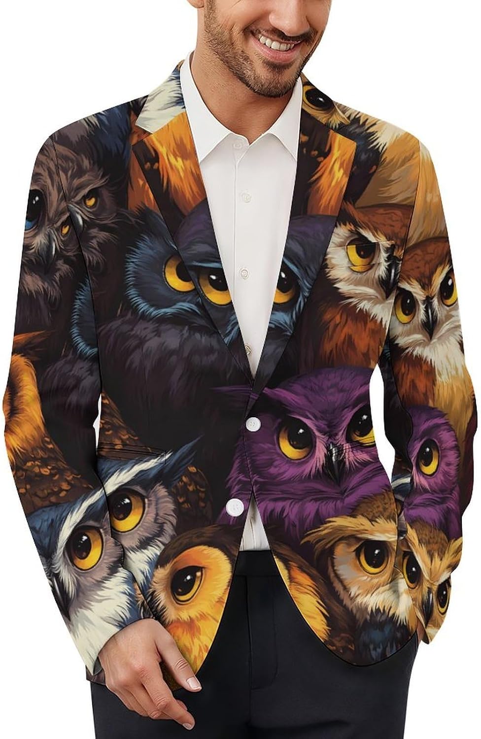 Cute Owls Mens Blazer Casual Suit Sport Coat Travel Blazers Lightweight Suits Jacket