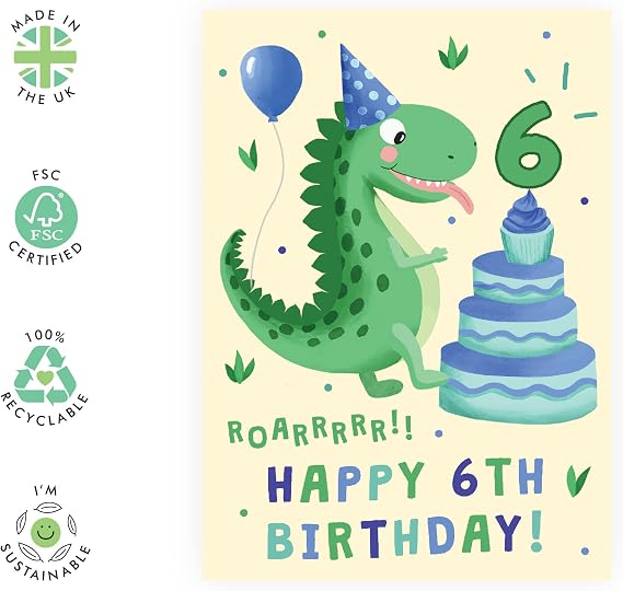 CENTRAL 23 First Birthday Card For Boy - Dinosaur Birthday Card - Age One - 1st Birthday Gifts For Kids - Son Grandson Nephew -  With Fun Stickers - Made In UK