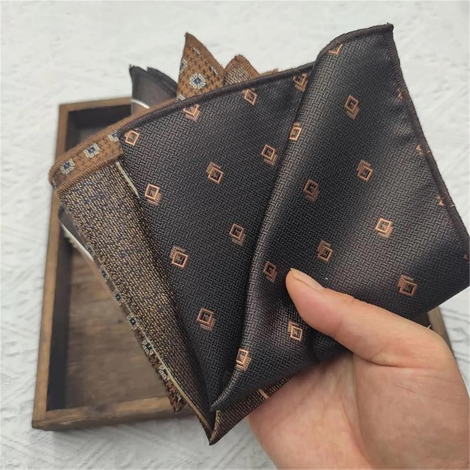 Pocket Squares For Men 6pcs 23cm Men's Brown Pocket Square Coffee Color Handkerchief Suit Formal Dress Accessories