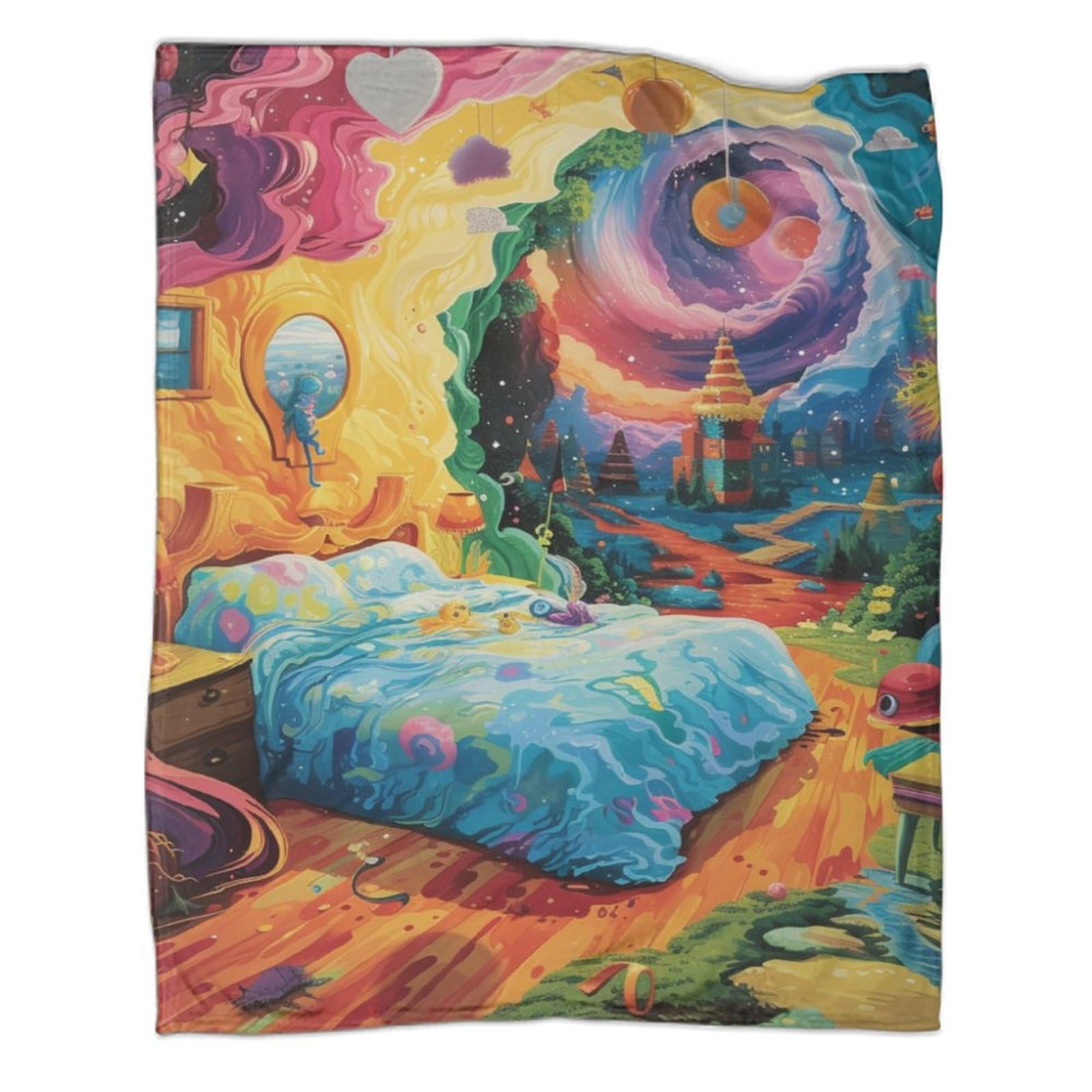 Couverture cosmique planètes super douce et chaude pour adulte