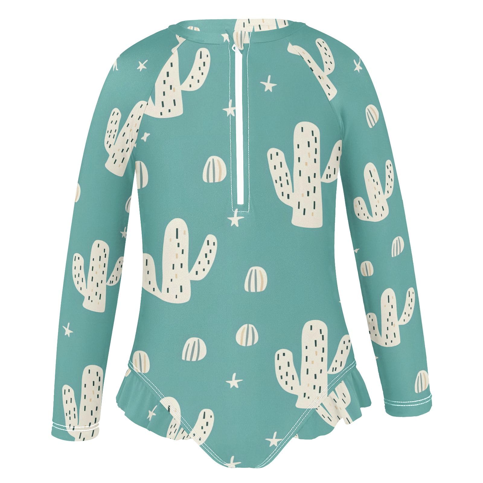 ALAZA Toddler Swimsuit Girl Bathing Suit Swimwear Rash Guard Cactus Long Sleeve 3T