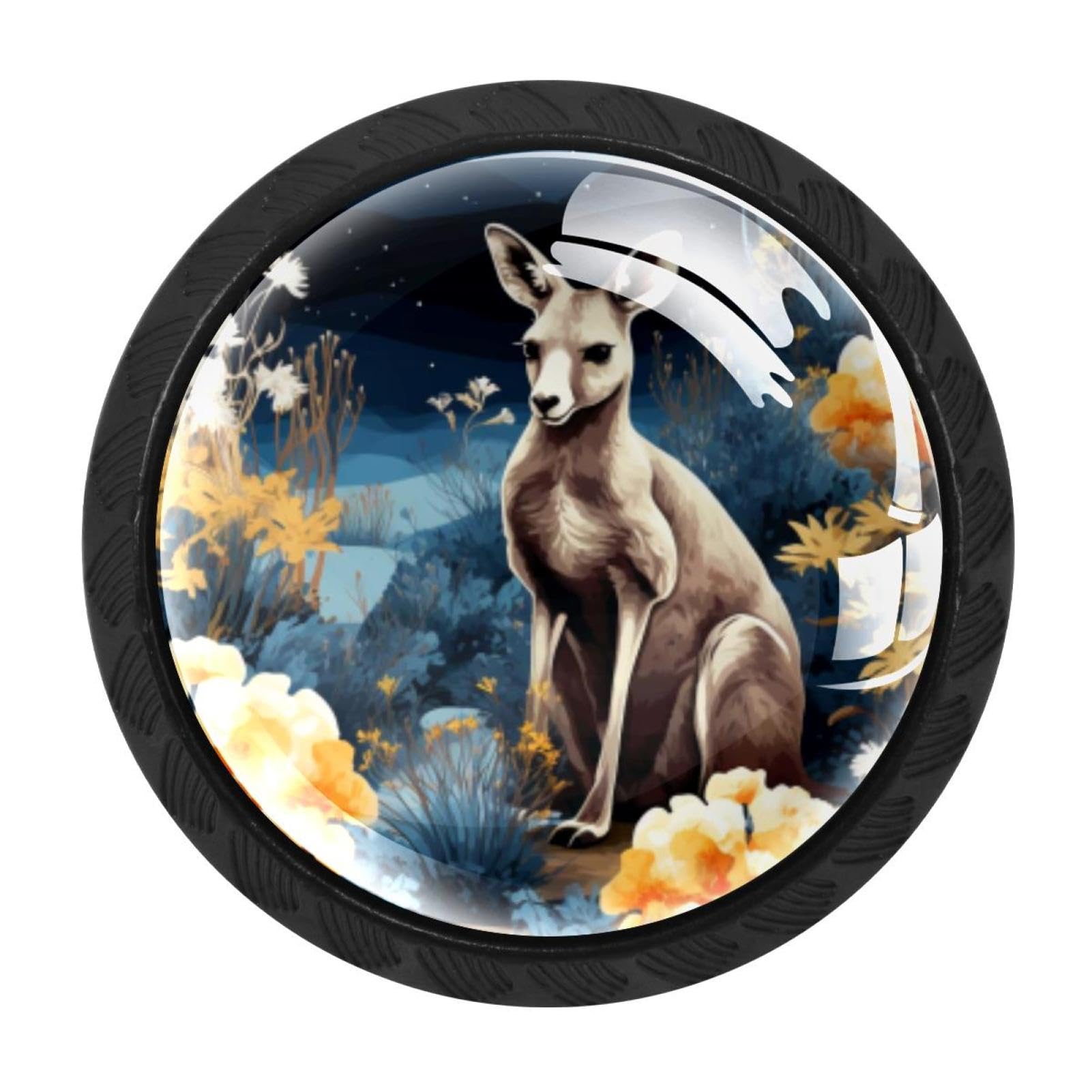 CHENZZZZ 4 Pack Kangaroo Dresser Drawer Cabinet Knobs Round Crystal Glass Knobs Pulls Handles for Kitchen Wardrobe Cupboard Door Hardware