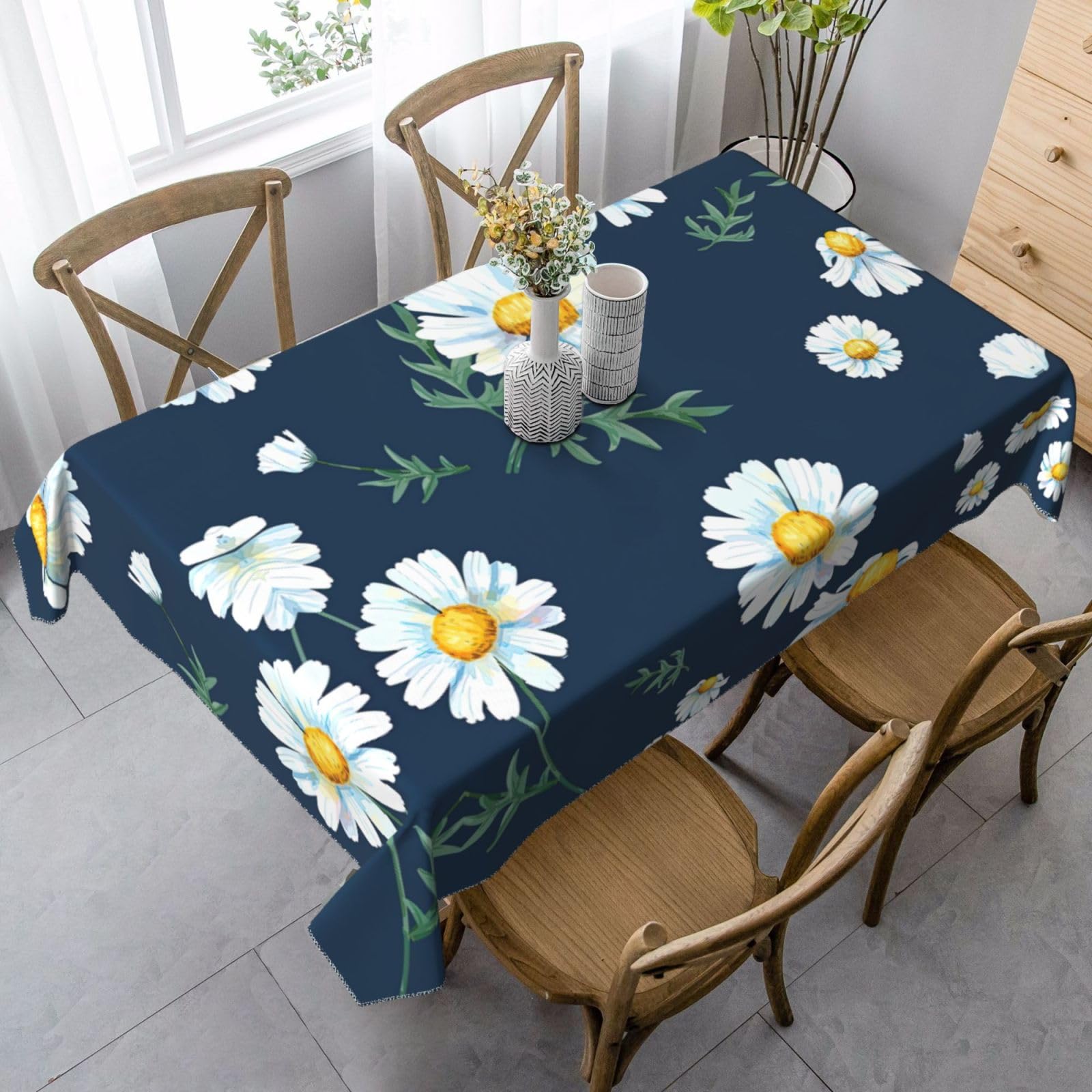 Nappe rectangulaire marguerite pour sublimer une table de fête ou un dîner