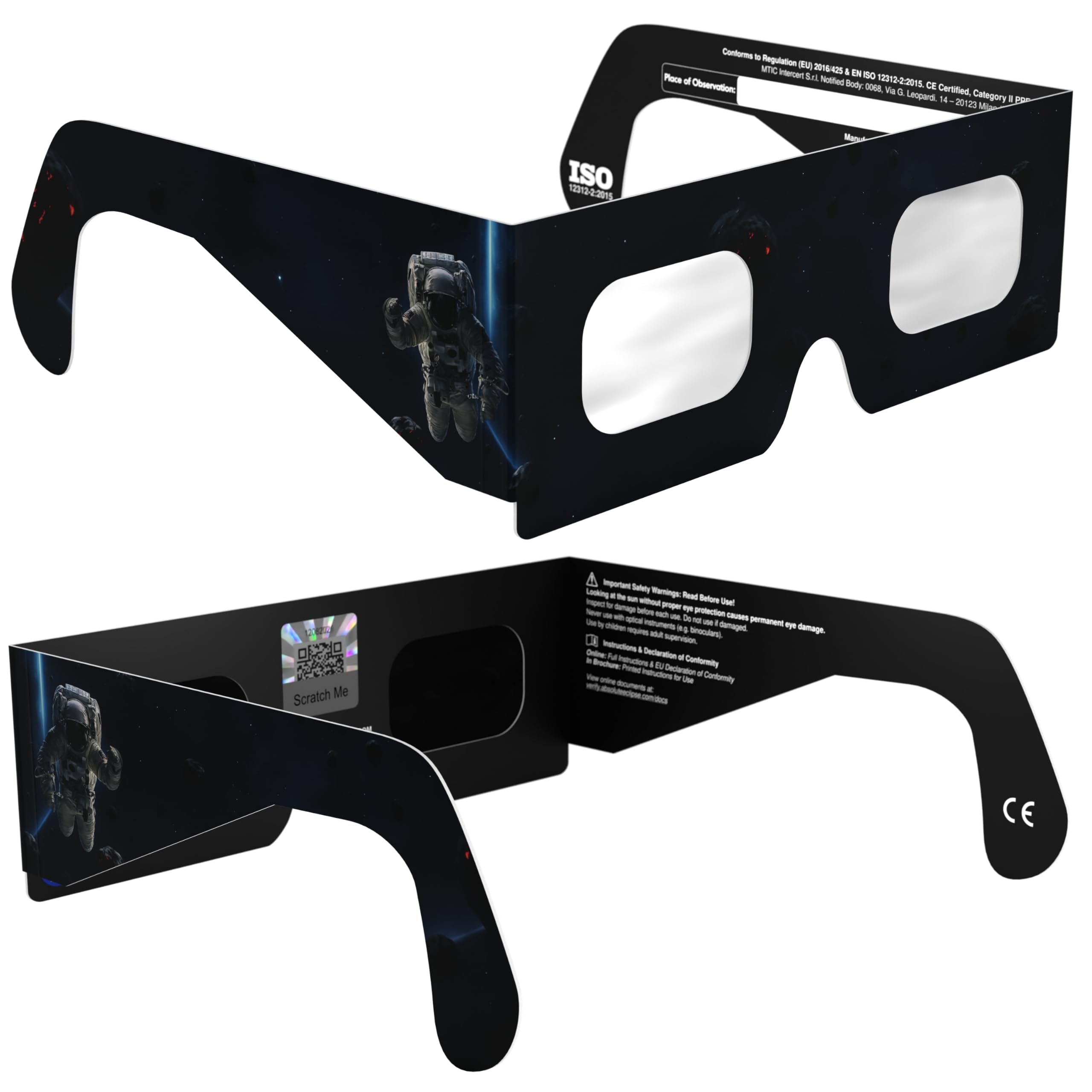 Solar Eclipse Glasses ISO 12312-2 & CE Certified – Safe Solar Viewing for Direct Sun & August 2026 Eclipse | Paper Cardboard Frame, Made in EU | For Kids & Adults | 2 Pack | EVA — image 1