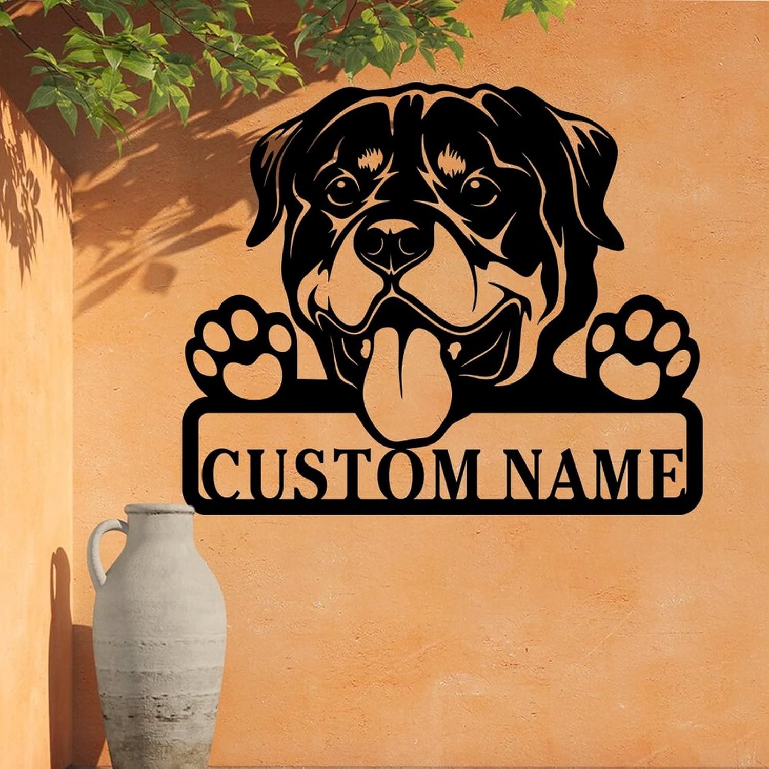 Dog Name Personalized, Personalized Metal Dog Name Wall Art, Porch Signs Outdoor, Rustic Farmhouse Metal Wood Signs Wall Art Decor for Front Door Living Room Porch Plaque 12in