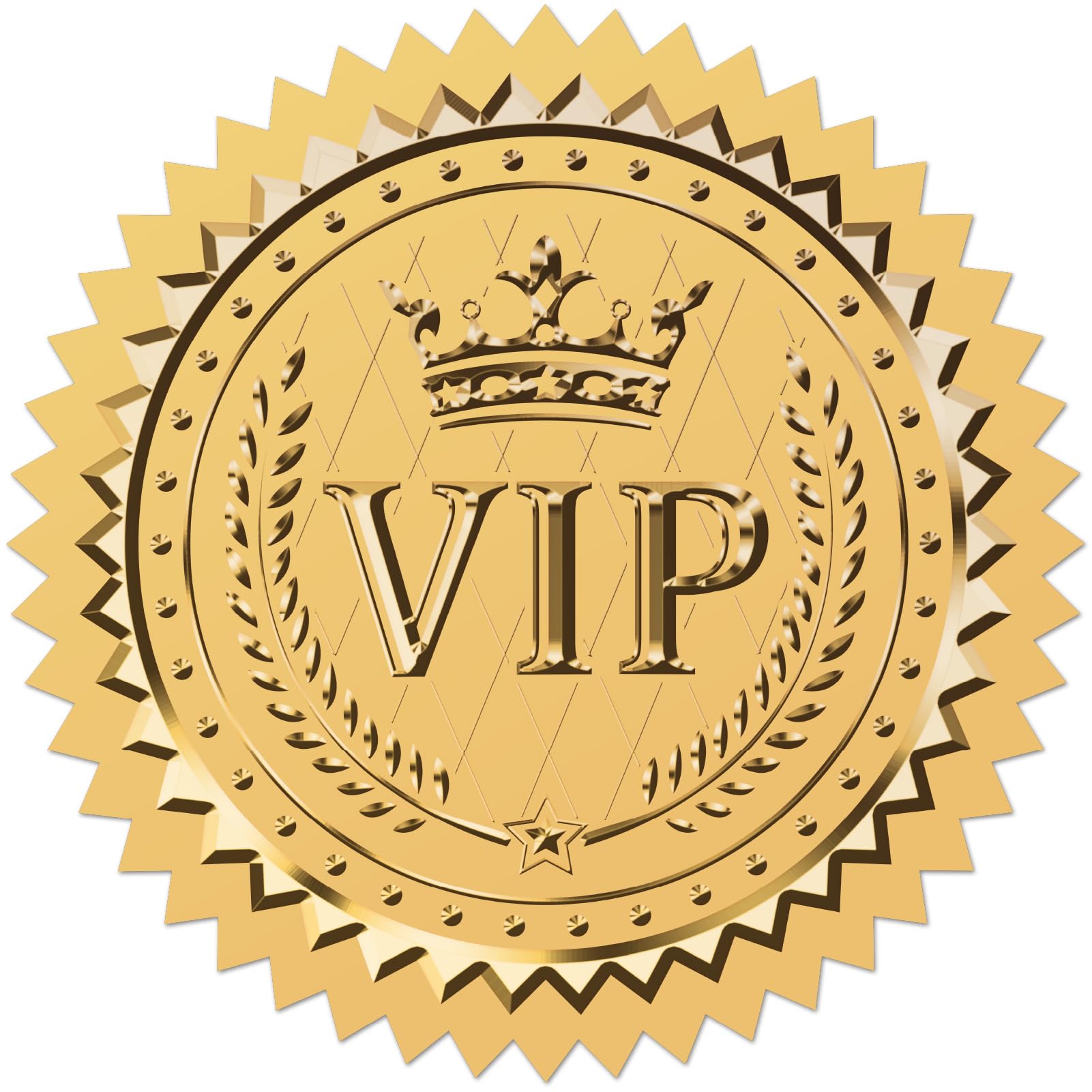 CRASPIRE 100Pcs 2 inch Embossed Foil Seals Stickers Gold Envelope Stickers Vintage Crown VIP Envelope Stickers with Serrated Edge Medal Decoration Labels for Envelopes Diplomas Wedding Gifts