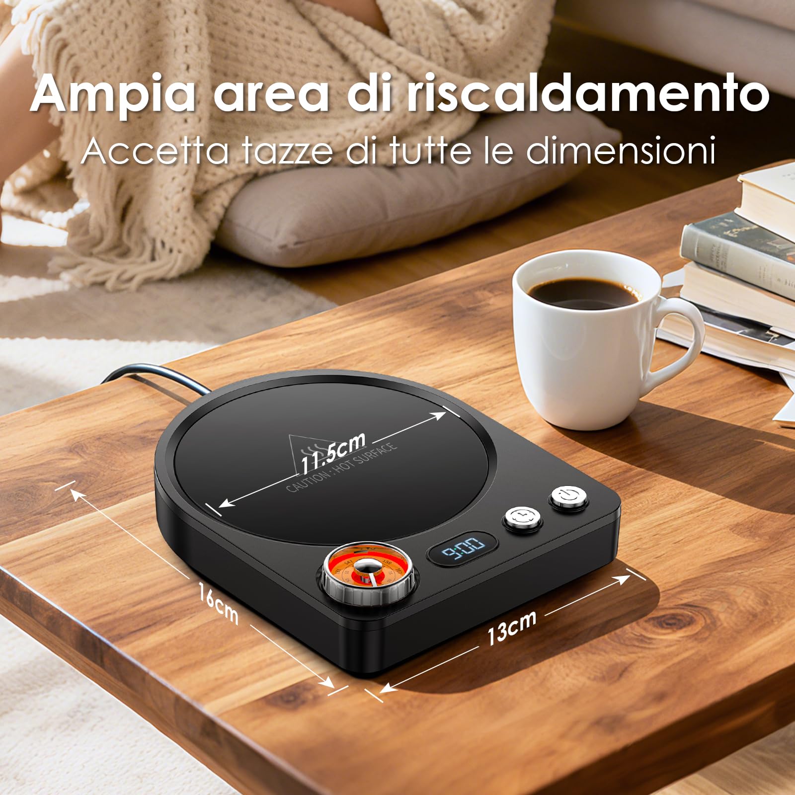 Scaldacaffè aggiornato Scalda Bevande Scalda Latte, Tè con con 9 impostazioni di temperatura-0.5-9H Spegnimento Automatico, Scalda Caffè per Ufficio, Casa