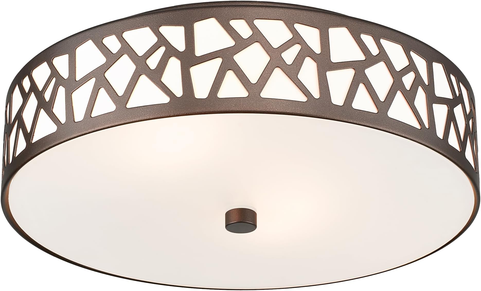 12 Inch Flush Mount Ceiling Light, 2 - Light Vintage Ceiling Lights Fixture with Frosted Glass Shade, Oil Rubbed Bronze Light Fixture for Hallway Corridor Kitchen Bathroom Bedroom Passway